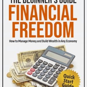Book cover for a financial freedom guide with a calculator and money image.